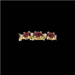 19.7 ctw Garnet & VS/SI Certified Diamond Eternity Bracelet 10K Yellow Gold