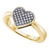 Image 1 : 10kt Yellow Gold Round Diamond Heart Cluster Ring 1/10 Cttw