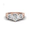 Image 2 : 2.01 ctw VS/SI Diamond Solitaire Art Deco 3 Stone Ring 18K Rose Gold