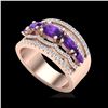 Image 2 : 2.25 ctw Amethyst & Micro Pave VS/SI Diamond Designer Ring 10K Rose Gold