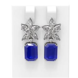 15.19 ctw Sapphire & Diamond Earrings 18K White Gold