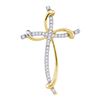 Image 1 : 10kt Yellow Gold Round Diamond Curved Cross Pendant 1/10 Cttw