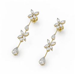3.67 ctw Mix Cut Diamonds Designer Earrings 18K Yellow Gold