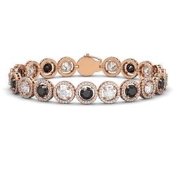 15.47 ctw Black & Diamond Micro Pave Bracelet 18K Rose Gold