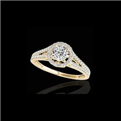 1.3 ctw Certified Diamond Solitaire Halo Ring 10K Yellow Gold