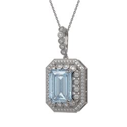 16.94 ctw Sky Topaz & Diamond Victorian Necklace 14K White Gold