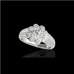 1.5 ctw Certified Diamond Solitaire Halo Ring 10K White Gold