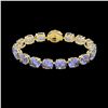 Image 2 : 75 ctw Tanzanite & Micro VS/SI Diamond Bracelet 14K Yellow Gold