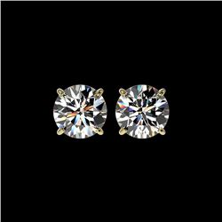 2.50 ctw Certified Quality Diamond Stud Earrings 10K Yellow Gold