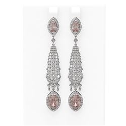 9.72 ctw Morganite & Diamond Earrings 18K White Gold