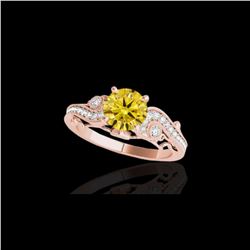 1.25 ctw Certified SI Intense Yellow Diamond Antique Ring 10K Rose Gold