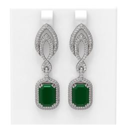 14.72 ctw Emerald & Diamond Earrings 18K White Gold