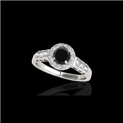 1.55 ctw Certified VS Black Diamond Solitaire Halo Ring 10K White Gold