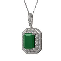 16.46 ctw Emerald & Diamond Victorian Necklace 14K White Gold