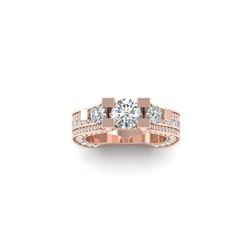 5.5 ctw VS/SI Diamond Art Deco 3 Stone Micro Ring 14K Rose Gold