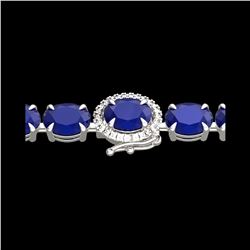37 ctw Sapphire & VS/SI Diamond Micro Pave Bracelet 14K White Gold