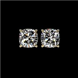 2.50 ctw VS/SI Quality Cushion Diamond Stud Earrings 10K Yellow Gold