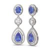 Image 2 : 14.42 ctw Tanzanite & Diamond Earrings 18K White Gold