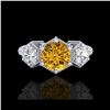 Image 2 : 1.66 ctw Intense Fancy Yellow Diamond Art Deco Ring 18K White Gold