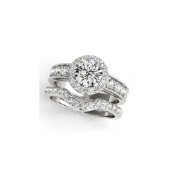 1.96 ctw Certified VS/SI Diamond 2pc Wedding Set Halo 14K White Gold