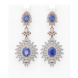 20.94 ctw Tanzanite & Diamond Earrings 18K Rose Gold