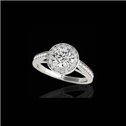 1.45 ctw Certified Diamond Solitaire Halo Ring 10K White Gold