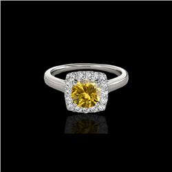 1.37 ctw Certified SI/I Fancy Intense Yellow Diamond Ring 10K White Gold