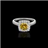 Image 1 : 1.37 ctw Certified SI/I Fancy Intense Yellow Diamond Ring 10K White Gold