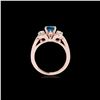 Image 2 : 1.45 ctw SI Certified Fancy Blue Diamond 3 Stone Ring 10K Rose Gold