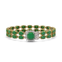 32.18 ctw Emerald & Diamond Bracelet 14K Yellow Gold