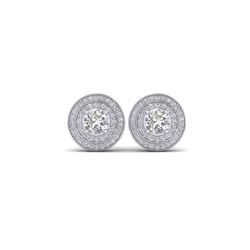 1.45 ctw VS/SI Diamond Art Deco Halo Stud Earrings 18K White Gold