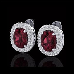 5.20 ctw Garnet & Micro Pave VS/SI Diamond Earrings 10K White Gold