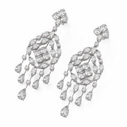 13.58 ctw Mixed Cut Diamond Designer Earrings 18K White Gold