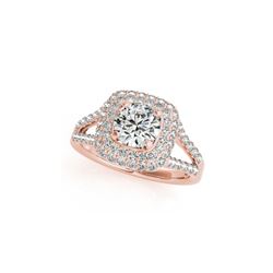 1.35 ctw Certified VS/SI Diamond Halo Ring 18K Rose Gold