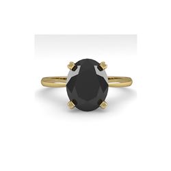 5.0 ctw Oval Black Diamond Engagement Designer Ring 18K Yellow Gold