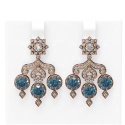 6.3 ctw Intense Blue Diamond Earrings 18K Rose Gold