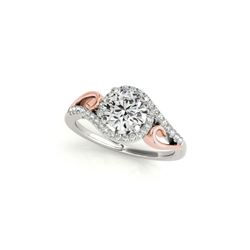 1 ctw Certified VS/SI Diamond Solitaire Halo Ring 18K White & Rose Gold