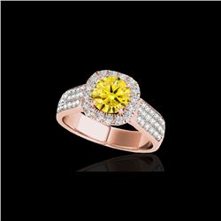 1.8 ctw Certified SI/I Fancy Intense Yellow Diamond Ring 10K Rose Gold