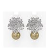 Image 1 : 10.69 ctw Diamond & Pearl Earrings 18K White Gold