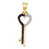 Image 1 : 10kt Yellow Gold Round Black Color Enhanced Diamond Key Heart Pendant 1/10 Cttw