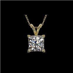 1.25 ctw Certified VS/SI Quality Princess Diamond Necklace 10K Yellow Gold