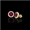 Image 2 : 4 ctw Ruby & Halo VS/SI Diamond Certified Micro Earrings 18K Yellow Gold