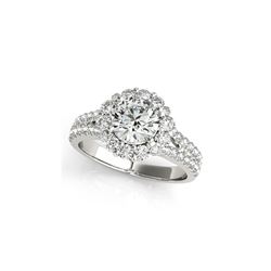 1.76 ctw Certified VS/SI Diamond Halo Ring 18K White Gold