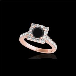 2.5 ctw Certified VS Black Diamond Solitaire Halo Ring 10K Rose Gold