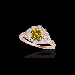 1.5 ctw Certified SI/I Fancy Intense Yellow Diamond Ring 10K Rose Gold
