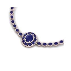 43.54 ctw Sapphire & VS Diamond Necklace 18K Rose Gold