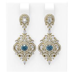 5.85 ctw Intense Blue Diamond Earrings 18K Yellow Gold