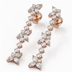 2.81 ctw Mix Cut Diamonds Designer Earrings 18K Rose Gold