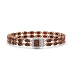 27.41 ctw Garnet & Diamond Bracelet 14K Rose Gold