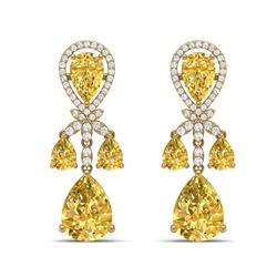 35.67 ctw Canary Citrine & VS Diamond Earrings 18K Yellow Gold